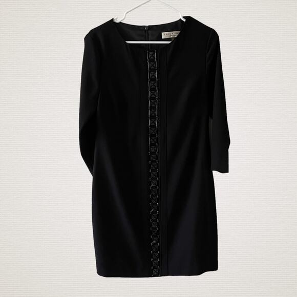 Trina Turk Shift Dress Womens 6 Black Semi-Formal Beaded Cocktail Church Modest - Picture 1 of 10